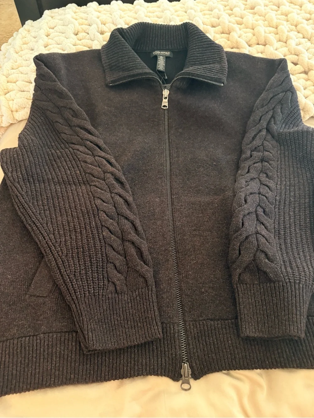 Banana Republic Italian Merino Wool Blend Full Zip Sweater XL NWT
